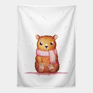 Adorable winter bear Tapestry