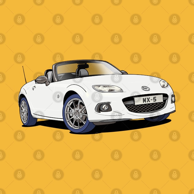 White Mazda MX-5 Car by Webazoot