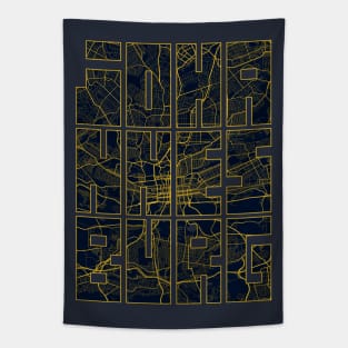 Johannesburg, South Africa City Map Typography - Gold Art Deco Tapestry