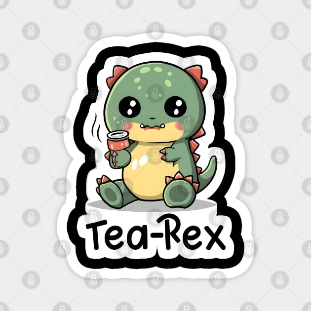 Cute trex having tea Magnet by Spaceboyishere