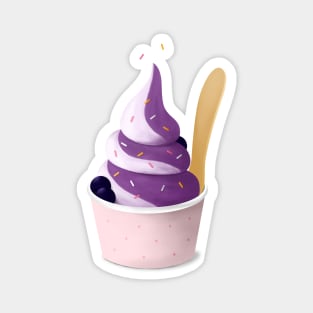 Blueberry Ice Cream Illustration Magnet