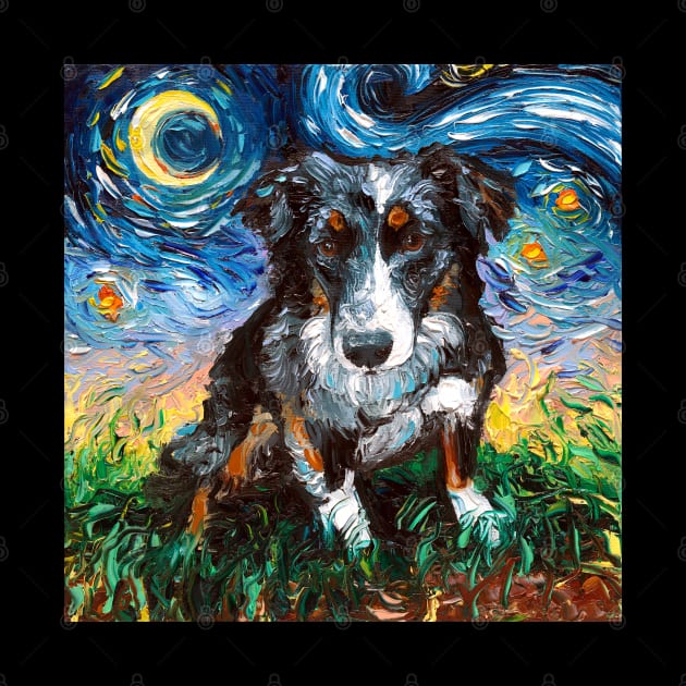 Australian Shepherd Night by sagittariusgallery