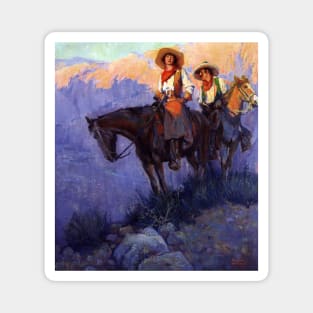 Man and Woman on Horses by Frederic Anderson Magnet