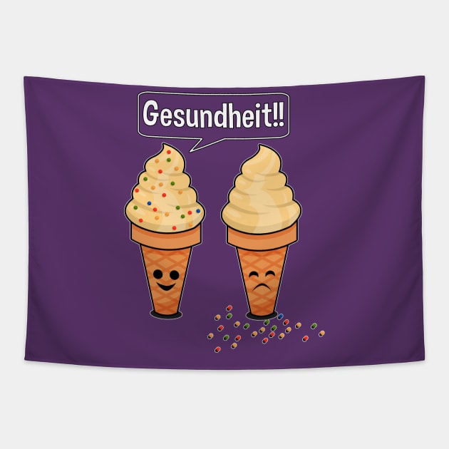 Sprinkle Sneezing Ice Cream Cone Says Gesundheit Funny Tapestry by SassySoClassy