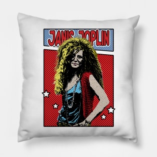 Janis Joplin Comic Style Pillow