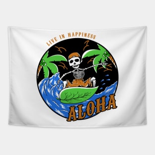 Surfing skull Tapestry