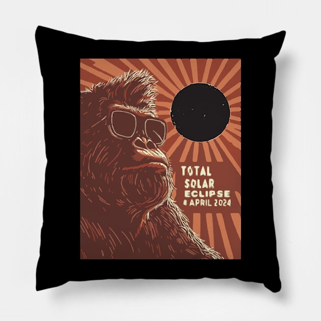 Cool Bigfoot Solar Eclipse 2024 Memorabilia Pillow by Obotan Mmienu
