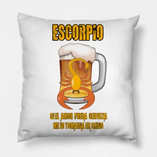 Fun design for lovers of beer and good liquor. Scorpio sign Pillow