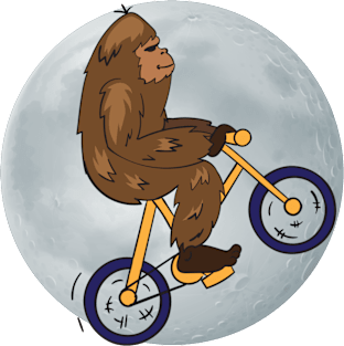 Bigfoot Riding a Bike in Front of the Moon Magnet