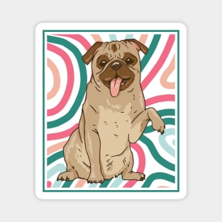 Cute and Colorful Portrait of a Pug Dog // Adorable Pug // Pug Mom G Magnet