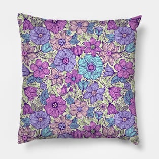 Vibrant Blooms: Colorful Flower Pattern Pillow