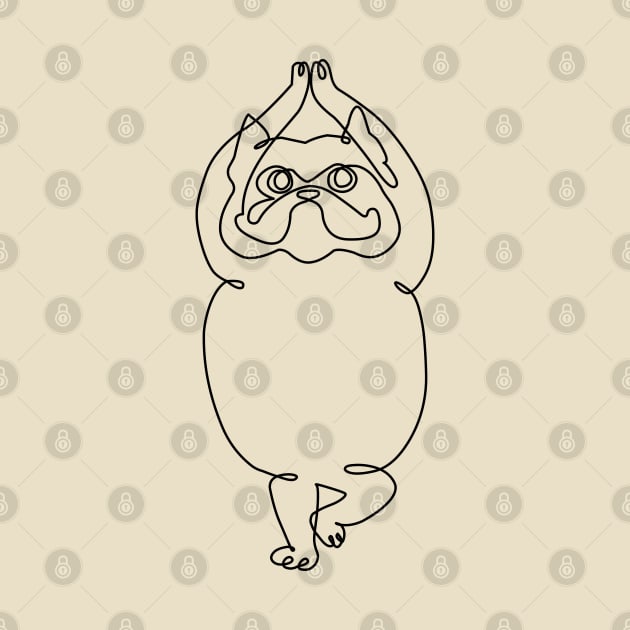 One Line French Bulldog Tree Pose by huebucket