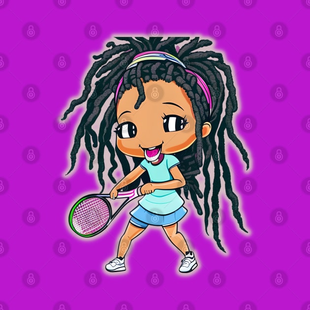 Cartoon Girl Playing Tennis by masksutopia