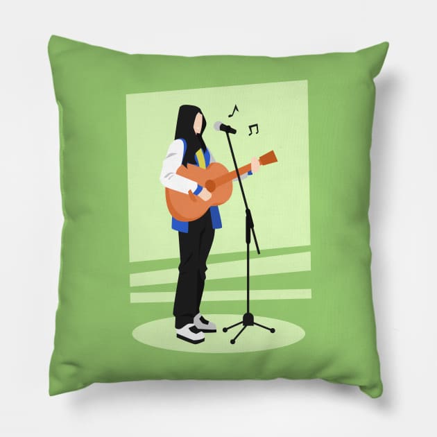 Female Singer Pillow by Irkhamsterstock