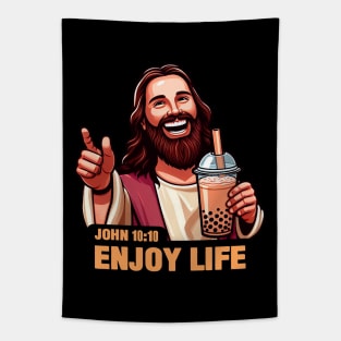 John 10:10 Enjoy Life - Bubble Milk Tea Tapestry