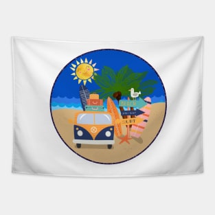 Vacation At the Beach! Sun, Sand and Surf Tapestry