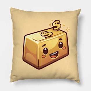 Cure Gold Bar on Yellow Background Pillow