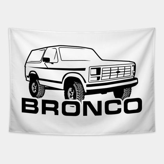 1980-1986 Ford Bronco Black Print w/tires Tapestry by The OBS Apparel