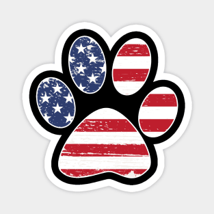 Dog Paw Print, American Flag Magnet
