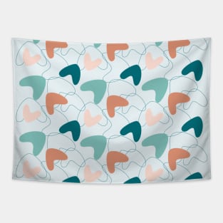 Mid Mod Abstract Pattern Teal, Peach, Dark Salmon Tapestry