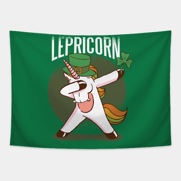 St Patricks Day Girls Dabbing Unicorn Leprechaun Lepricorn Tapestry by Kali Space