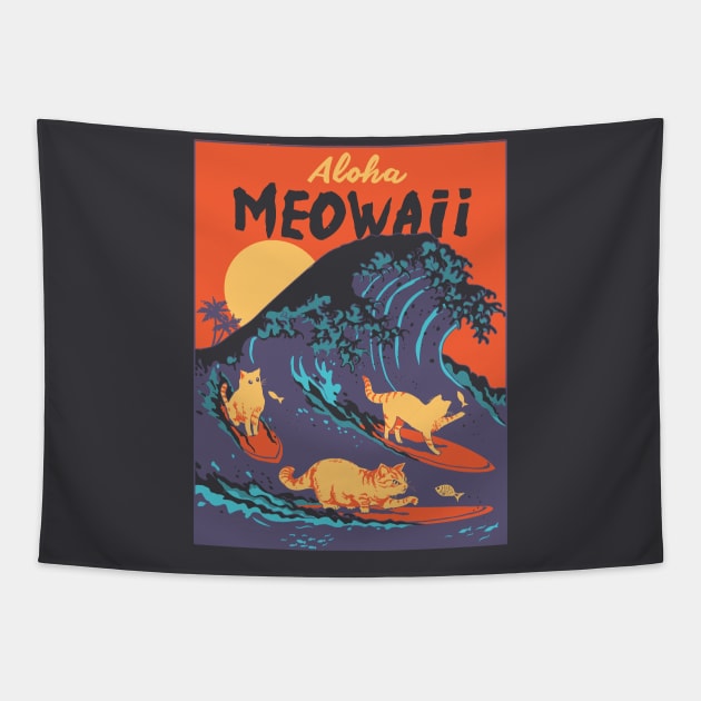 Aloha Meowaii Tapestry by Elan Harris