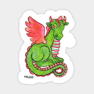 2013 Holiday ATC 23 - Red and Green Dragon Magnet