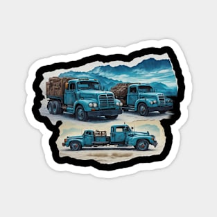 Truck Vintage Since Established Road Trucking Agriculture Magnet