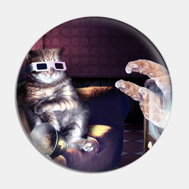 Cat With 3D Glasses Watching 3D Horror Movie Pin by Random Galaxy