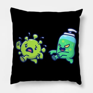 Cute hand sanitizer catch virus cartoon Pillow