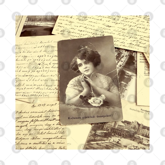 Old postcard picture of a Woman by ArtoTee