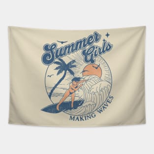 Summer Girls Making Waves Tapestry