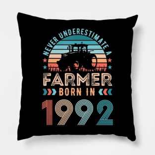 Farmer born in 1992 Farming Gift 30th Birthday Pillow