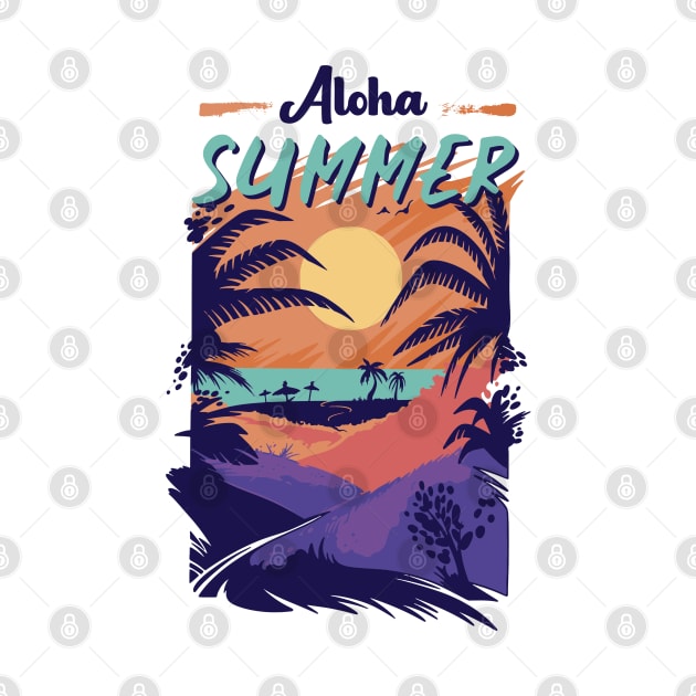 Aloha Summer Retro Vintage Art by Promen Shirts