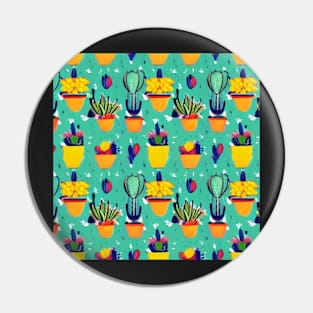 Teal Cacti Abstract Pattern Pin