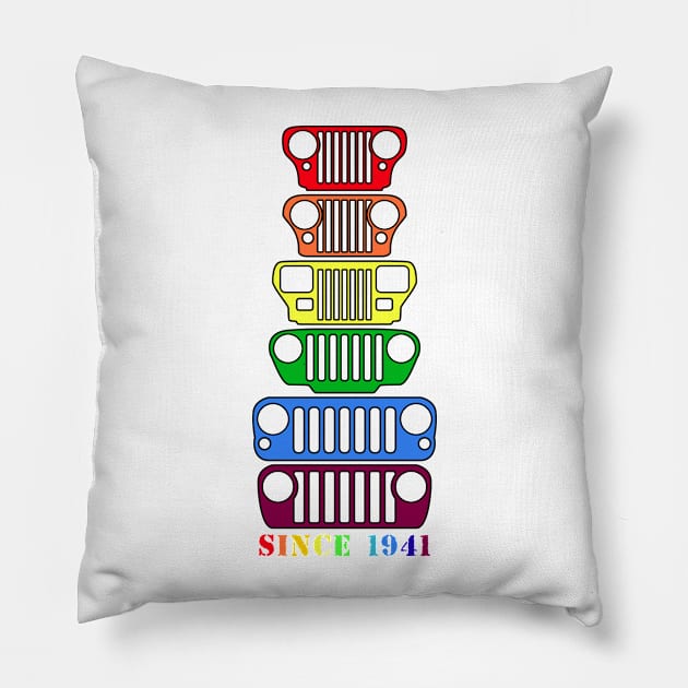 Jeep Grills Rainbow Logo Pillow by Caloosa Jeepers 