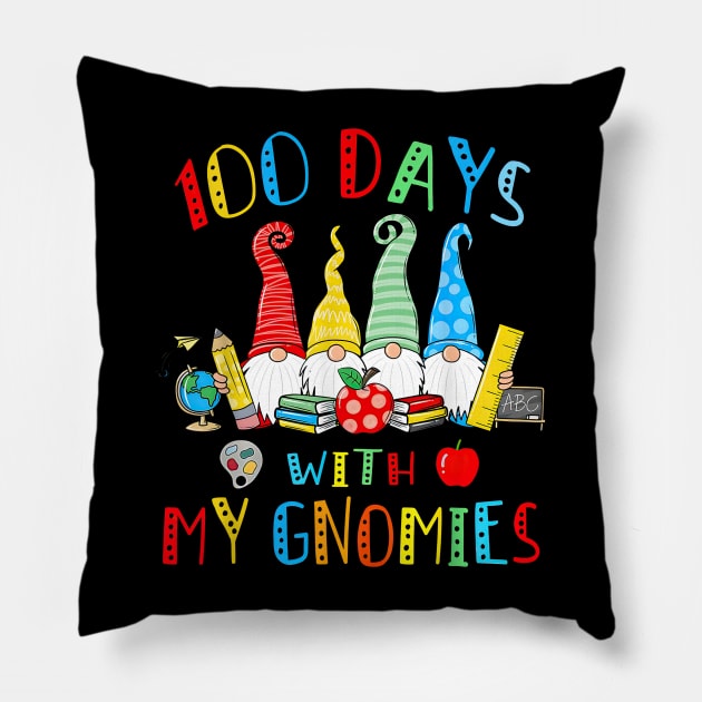 100 Days With My Gnomies Happy 100th Day Of School Pillow by cyberpunk art