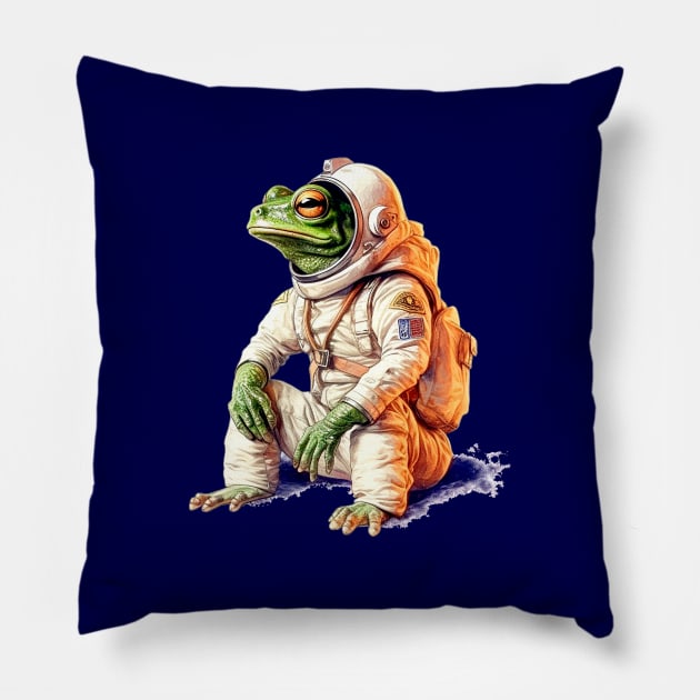 An Astronaut Frog Pillow by enyeniarts