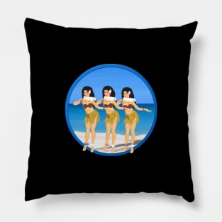 Hula Girls on Beach BLK Pillow