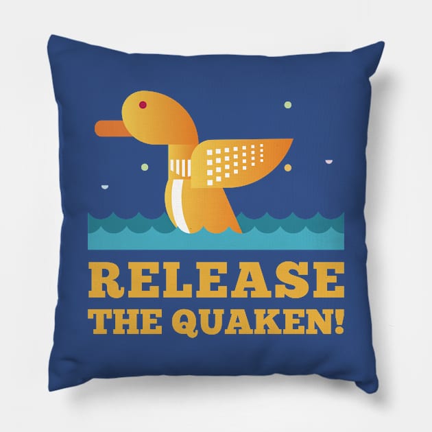 Quack - Release The Quaken - blau Pillow by ShirzAndMore