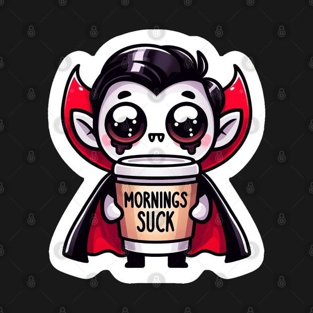 Mornings Suck Vampire Pun With Coffee Sleepy Nightshirt by Dad and Co