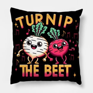 Turnip the Beet Funny Cartoon Vegetable Pun Lover Pillow