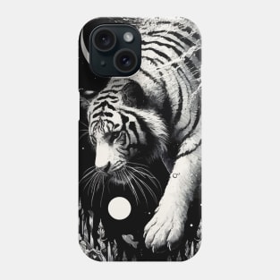 Monochromatic Tiger Diving Underwater At Night Phone Case