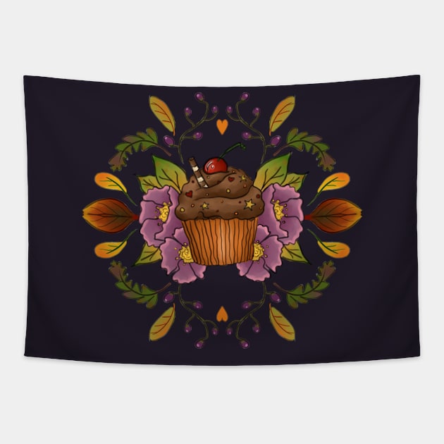 Autumnal chocolate cupcake Tapestry by Wieskunde