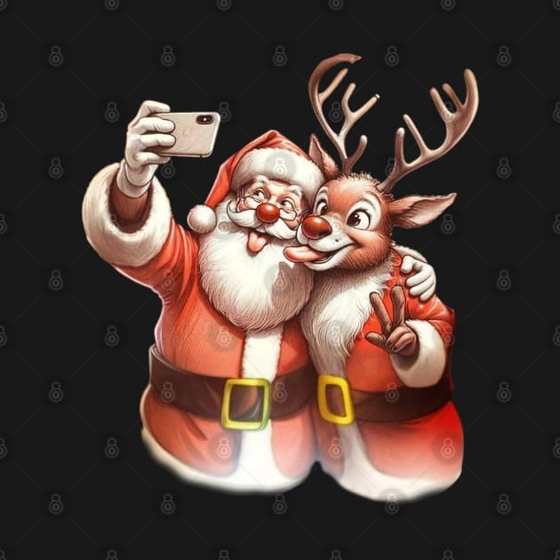 Santa and Reindeer Selfie by WorldByFlower