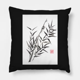 No doubt bamboo sumi-e painting Pillow