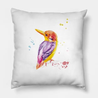 watercolor kingfisher bird drawing Pillow