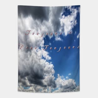 Scenic sky and clouds photography with French text Tapestry