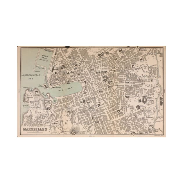 Vintage Map of Marseille France (1896) by Bravuramedia