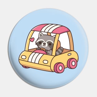 Cute Raccoon Driving A Car Pin